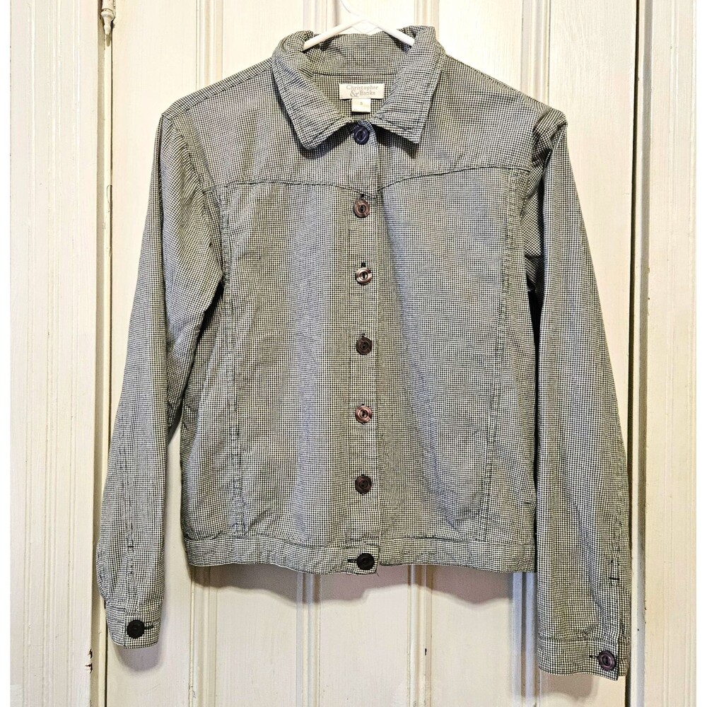 Vintage Christopher & Banks Hunter Green Houndstooth Button-Down Jacket Small